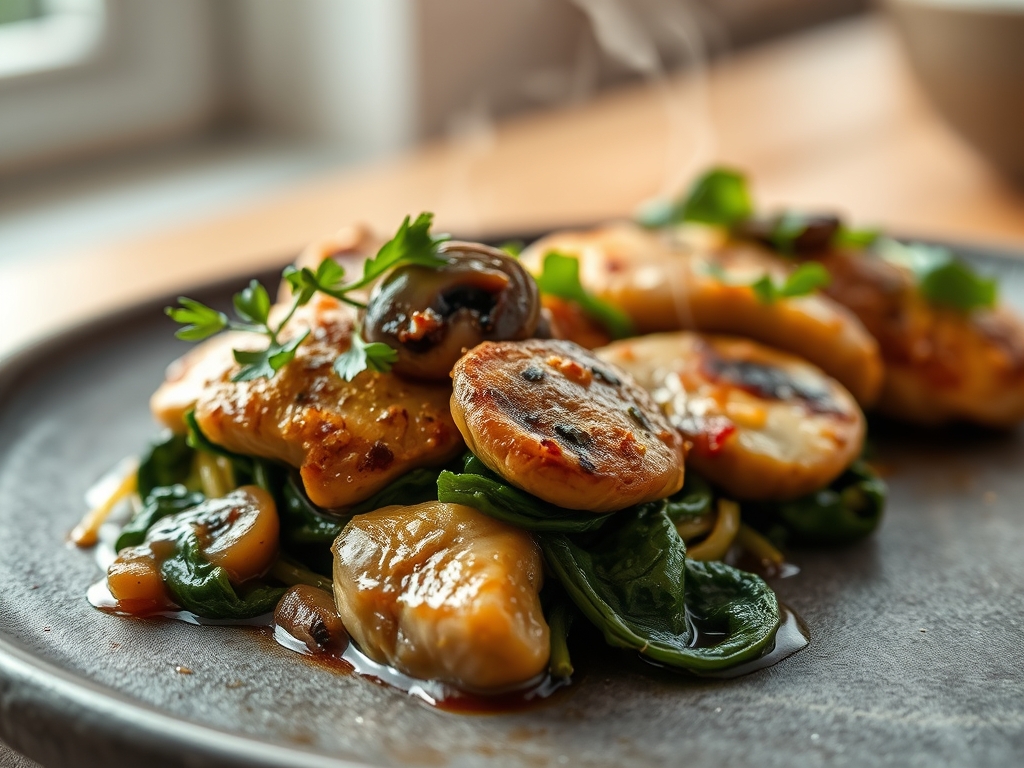 mushroom spinach and chicken recipes